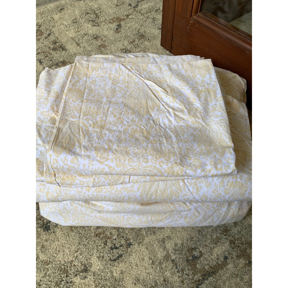 Lauren Ralph Lauren Home Yellow White Floral Damask 100% Cotton Sheet‎ Set full